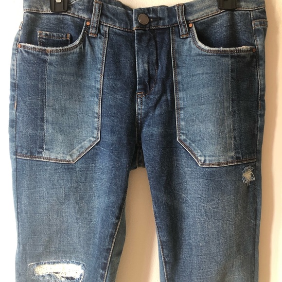 ❤️BlankNYC Distressed Patch Modern Skinny Classique Jeans Denim Size 28 - Picture 4 of 9
